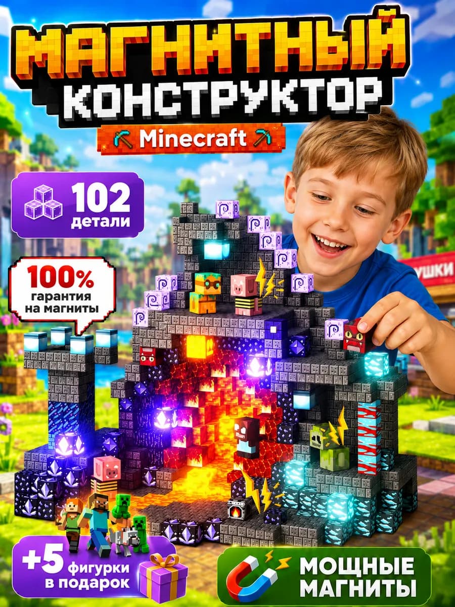 Магнитный конструктор Подарок мальчику 3-10 лет