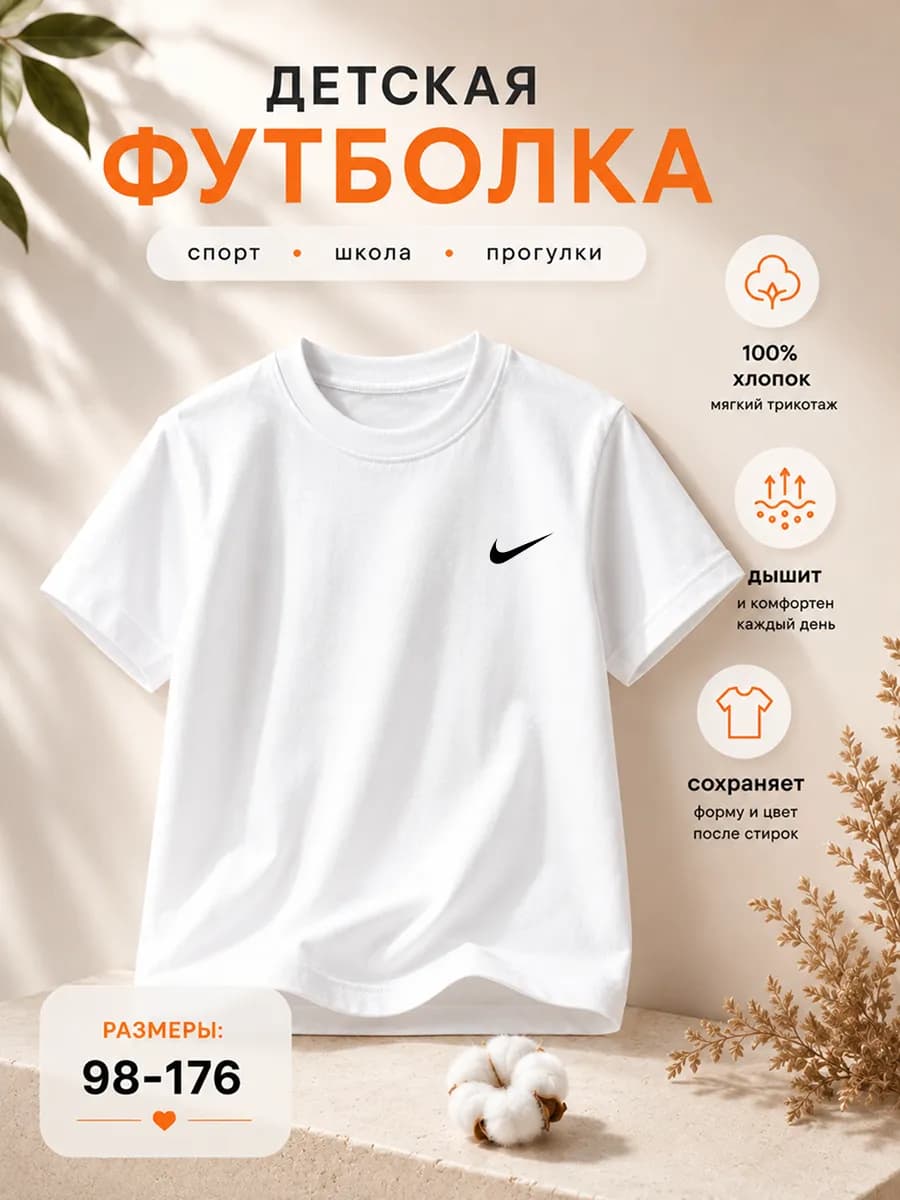 Футболка белая спортивная хлопок