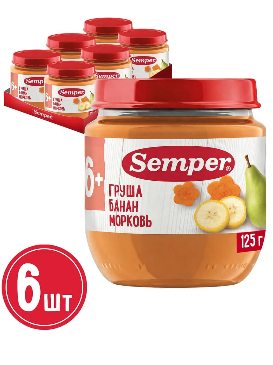 Фруктово-овощное пюре "Груша Банан Морковь" (120грx6)