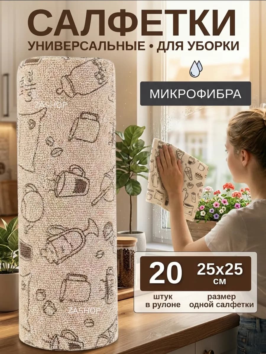 салфетки кухонные в рулоне безворсовые для кухни 25х25
