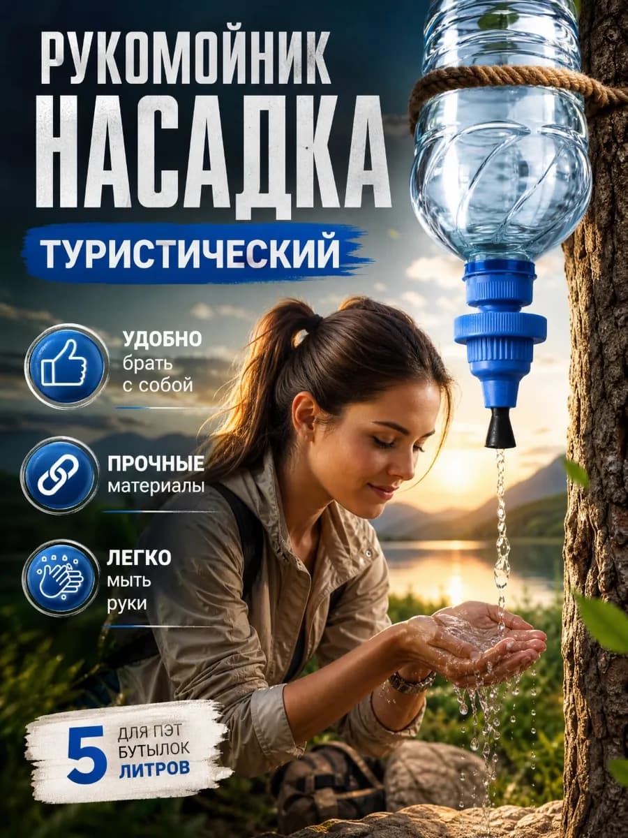Рукомойник насадка на бутылку походный туристический
