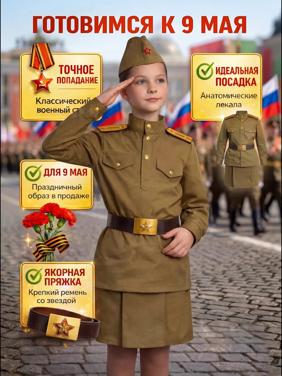 Военная форма карнавальный костюм солдата 9 мая