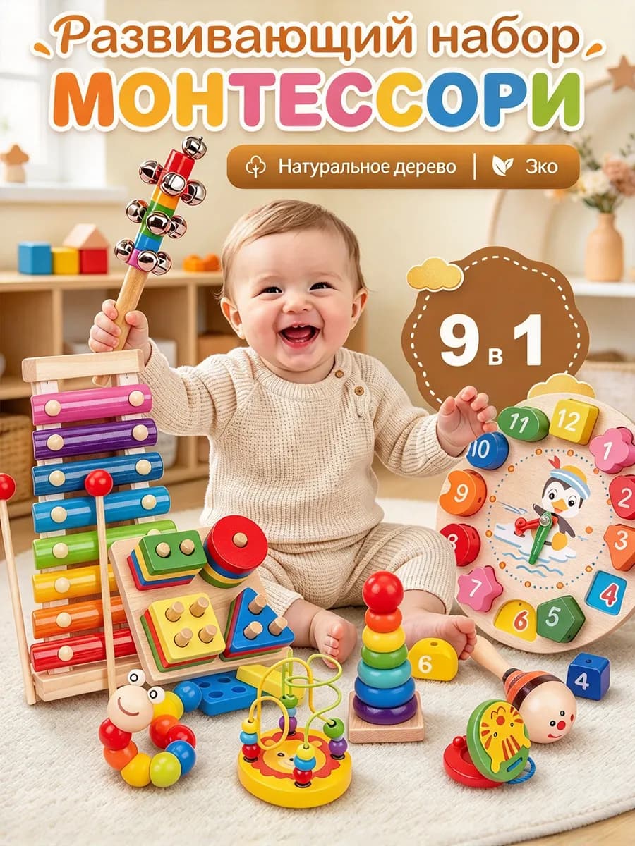 Монтессори игрушки набор Деревянные развивающий